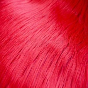 Red Long Pile Shaggy Faux Fur Fabric (4&quot; Pile) - Sold By The Yard - 60&quot;