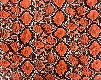 Orange Caicos Snake Skin Upholstery Crafting Faux Leather Vinyl Fabric - Sold By The Yard