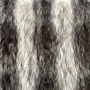 Black | White Striped Wolf Faux Fur Apparel Costume Crafting Fabric - Sold By The Yard - 60&quot;
