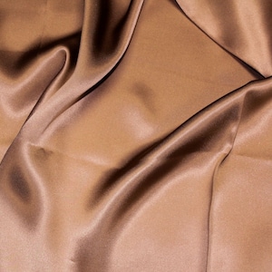 Brown 100% Silk Charmeuse Apparel Home Decor Fabric - Sold By The Yard - 45&quot;