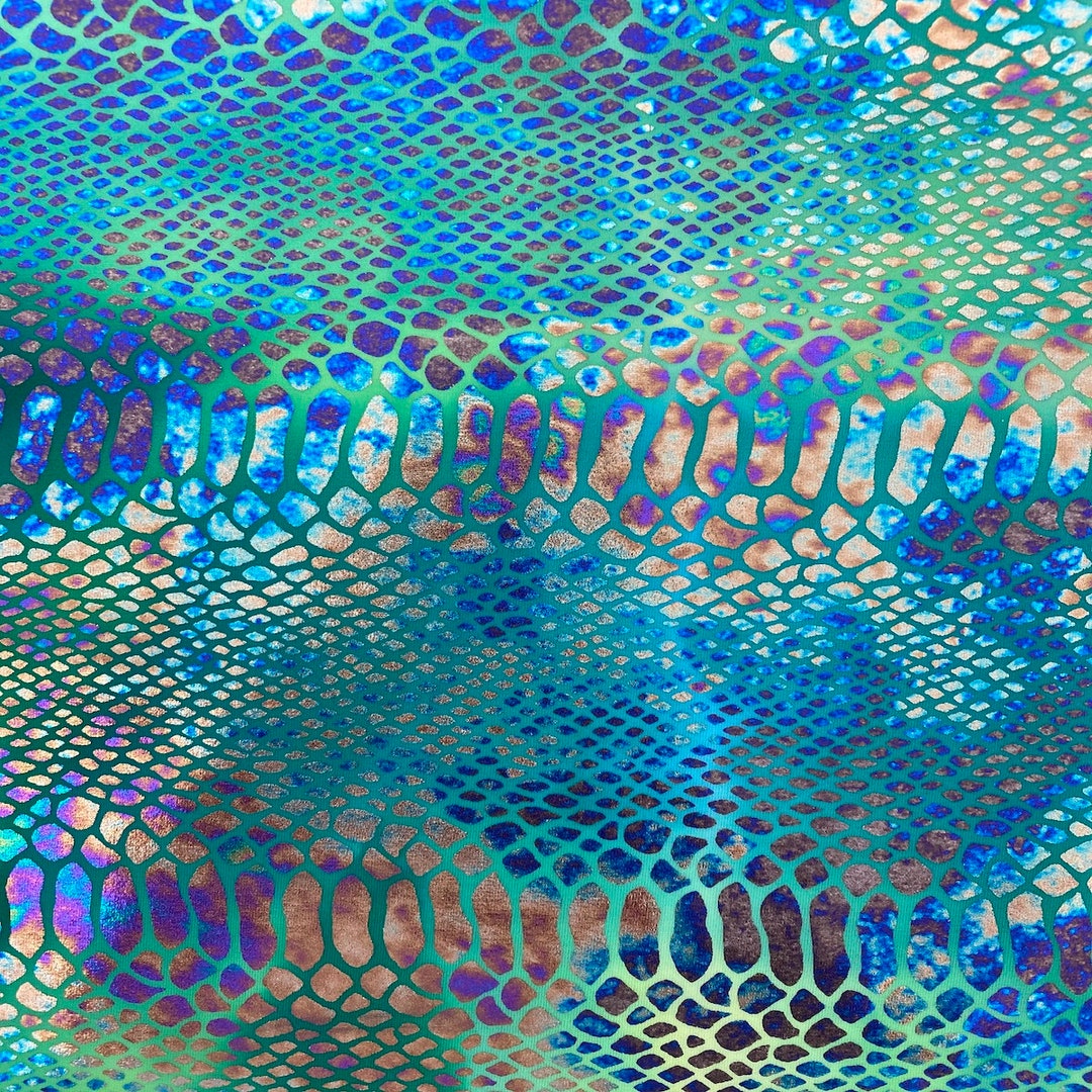 Lime Green | Blue Holographic Tie Dye Taipan Snakeskin Nylon