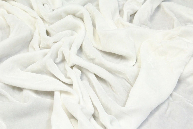 White High Fashion Silk Velvet Upholstery Apparel Fabric - BTY - 44