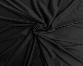 Black Microfiber Stretch Faux Suede Apparel Garment Fabric - Sold By The Yard - 60"