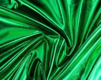 Green Metallic Foil Spandex Apparel Costume Cosplay Fabric - Sold By The Yard - 60"