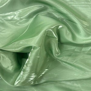Sage Green Crystal Reflective Liquid Bridal Satin Fabric by the Yard - Shimmer Satin for Gowns, Bridesmaids & Decor, 60" Wide image 1