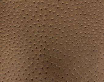 Brown Saratoga Ostrich Faux Leather Upholstery Crafting Vinyl Fabric - Sold By The Yard - 54"
