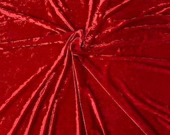Samantha RED Polyester Stretch Crushed Velvet Fabric by the Yard for ...