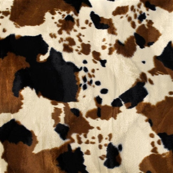 Suede Velvet Cow print fabric Udder Madness Upholstery DEEP COPPER CREAM /  54 Wide / Sold By The Yard