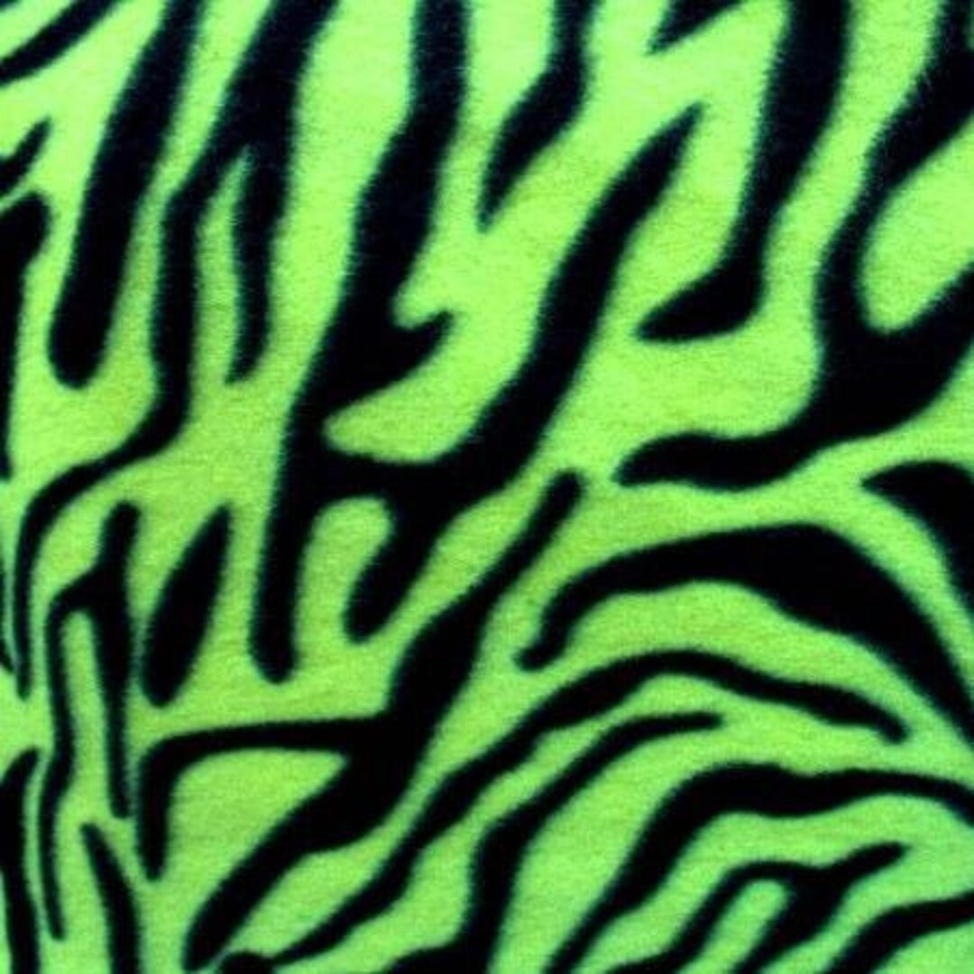 Neon Green Black Zebra Print Fleece Fabric Sold by the Yard 60 Etsy
