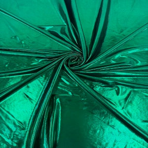 Emerald Green Metallic Stretch Lurex Foil Shimmer ITY Apparel Costume Dance Wear Spandex Fabric - Sold By The Yard
