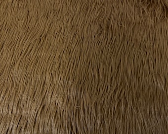 Brown Luxury Long Pile Faux Shaggy Fur Fabric - Sold By The Yard - 60"