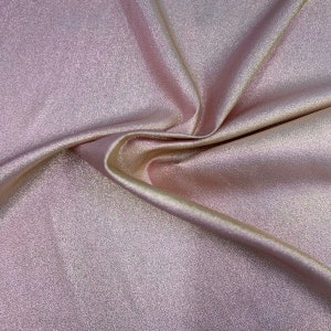 Pink | Gold Iridescent Glitter Lurex Faux Satin Apparel Decor Fabric - Sold By The Yard - 58&quot;