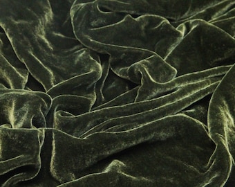 Olive Green High Fashion Silk Velvet Upholstery Apparel Fabric - BTY - 44" / 45"