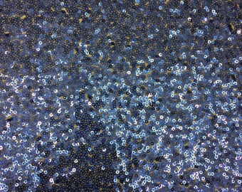 Navy Blue Mini Sequin Fabric - Nylon Mesh Gown Decor (54"/55")
