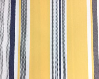 Striped Outdoor Canvas Fabric – Blue, Yellow, White Waterproof Patio Material