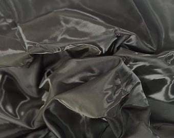 Black Crystal Reflective Liquid Bridal Satin Apparel Decor Fabric - Sold By The Yard