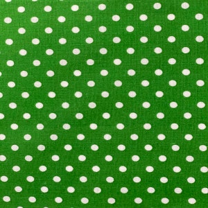 Green White Mini Polka Dot Print Poly Cotton Print Fabric - Sold By The Yard -  59"