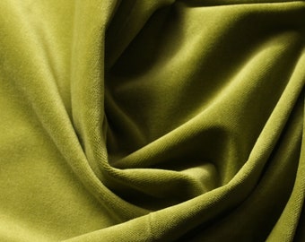Olive Green Drab Cotton Velvet Upholstery Drapery Home Decor Fabric - Sold By The Yard - 60"