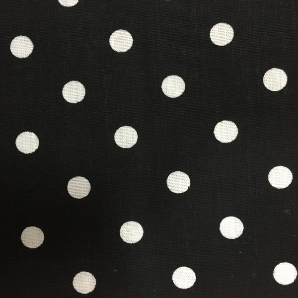 Black White Polka Dot Print Poly Cotton Print Fabric - Sold By The Yard -  59"