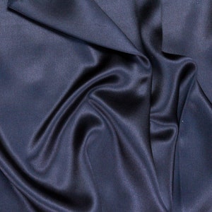 Navy Blue 100% Silk Charmeuse Apparel Home Decor Fabric - Sold By The Yard - 45&quot;
