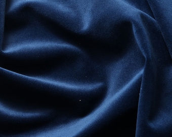 Navy Blue Camden Velvet Polyester Upholstery Drapery Home Decor Fabric - Sold By The Yard - 60"