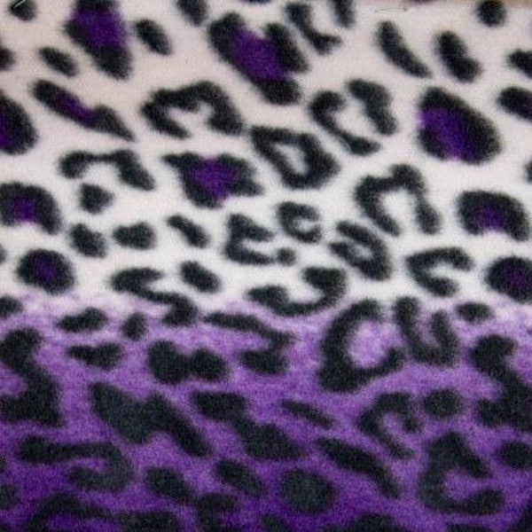 Purple Snow Leopard Print Apparel Costume Blanket Fleece Fabric - Sold By The Yard - 60"