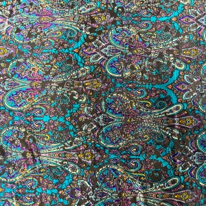 Teal Blue Sur Multicolor Burnout Stretch Velvet Apparel Costume Fabric