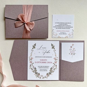 Hochzeitseinladungen Modell DELICATE FLOWERS - Altrosa, Mauve - Blumenthema Hochzeit - Hochzeitseinladung Blumen