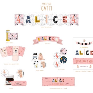 Kit Party modello CANI e GATTI - Party kit per compleanno personalizzabile - Digitale o stampato BAMBINA