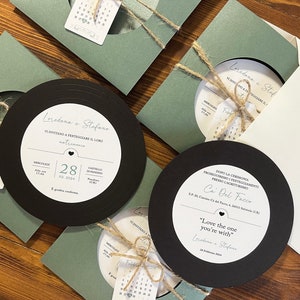 Partecipazioni matrimonio VINILE - Matrimonio tema MUSICA - Wedding invitation Disco vinile cartoncino