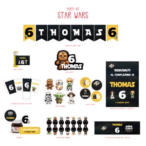 KIT PARTY modello Star Wars - Party kit per compleanno personalizzabile - Digitale o stampato