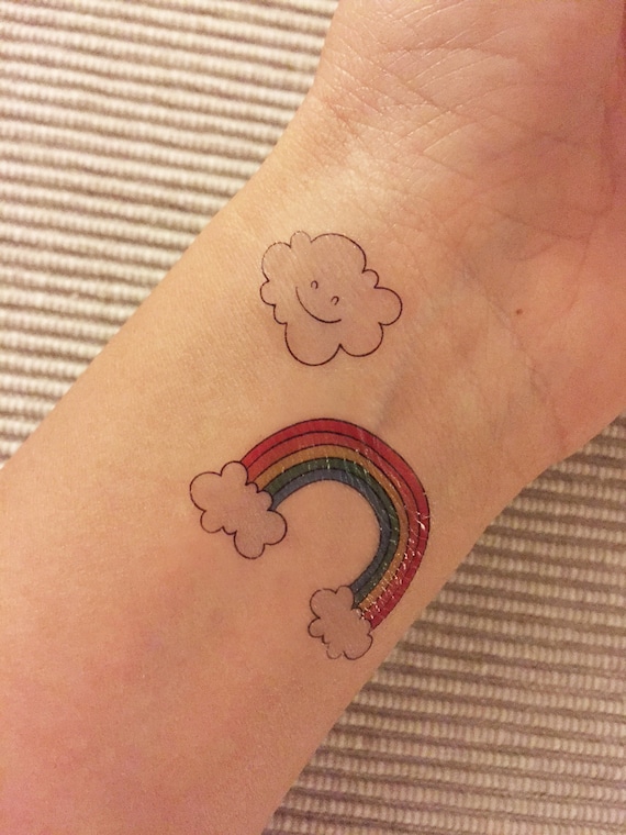 Lamour Des Couleurs Arc En Ciel De Tatouages Temporaires Etsy