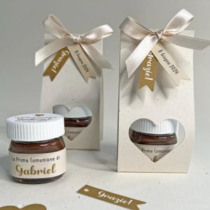 Nutellina personalizzata (25 gr) in packaging con foro cuore – Grafica NEUTRA CON CUORE Matrimonio, Prima Comunione