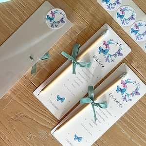 Segnalibro Personalizzato con Matita, Idea Regalo Bomboniera, Matita piantabile - Grafica Farfalle