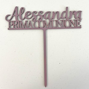 Cake topper in legno personalizzato per torta – Prima Comunione