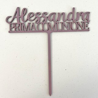 Topper Per Torta Prima Comunione In Legno – 18x11 Cm, Personalizzato, Due Righe, Spessore 4 Mm, Fatto In Austria