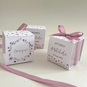 Scatoline personalizzate porta confetti FIORI - Bomboniera festa o battesimo - Grafica Fiori di campo