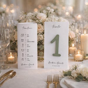 Menú de boda y números de mesa TOTEM - Menú triangular de tres lados