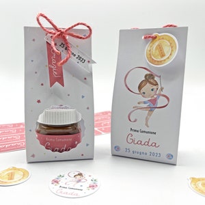 Nutella personalizzata, con scatola - Bomboniera o gadget battesimo - NUTELLA 25 gr - Ginnastica artistica