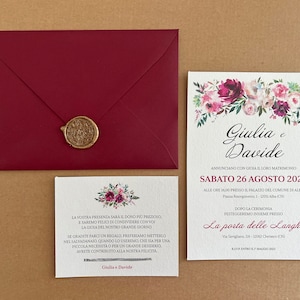 Partecipazioni matrimonio Coordinato FIORI MAGENTA - Matrimonio tema fiori - Wedding invitation