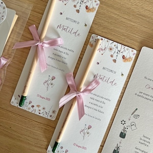 Segnalibro Personalizzato con Matita, Idea Regalo Bomboniera, Matita piantabile - Grafica FIORI DI CAMPO