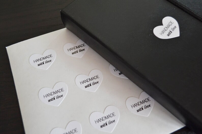 Christmas decoration wedding stickers wedding favors 30 Heart Stickers Made with love embellishment envelope
