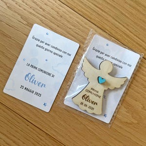 Imán de ángel de madera: recuerdo de primera comunión