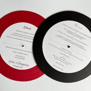Menù per matrimonio VINILE - Matrimonio tema MUSICA - Menu music theme