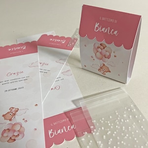 Porta confetti Battesimo, Bomboniera nascita, Bomboniera compleanno bambini, Grafica ORSETTO E PALLONCINI