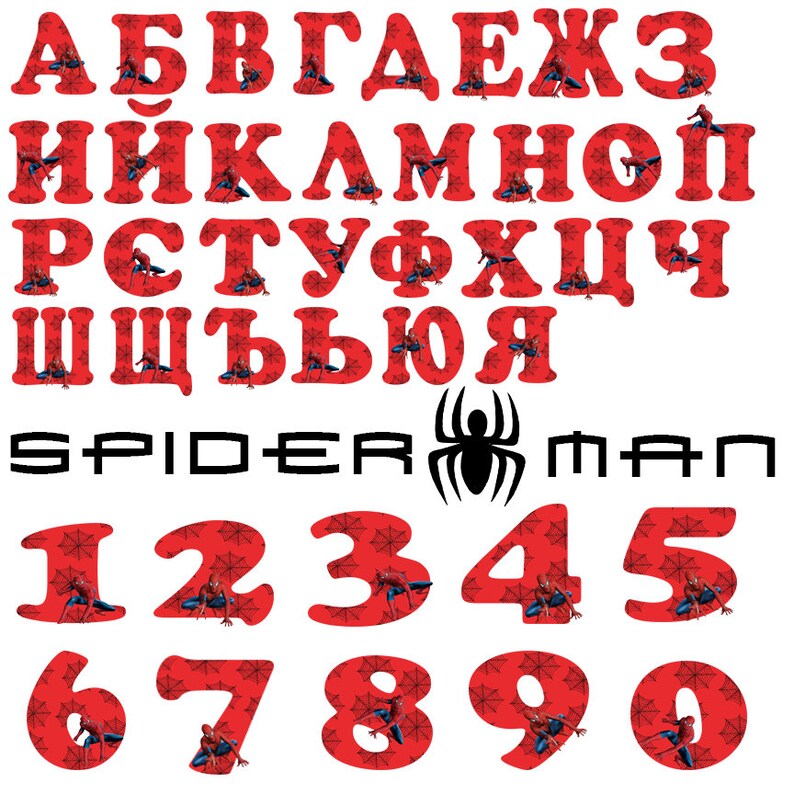 spiderman alphabet bulgarian numbers letters party decoration etsy