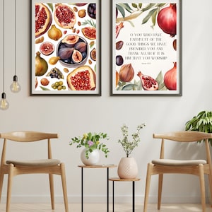 Islamic wall art, Islamic kitchen, Quran art prints, foods in Quran, Islamic gallery,Printable, figs, olives, pomegranate