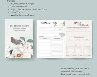 Ramadan planner, printable Ramadan, ramadan journal, rajab, shaban, digital download
