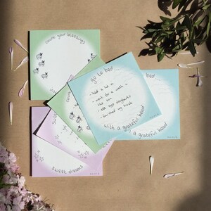 Multipack Gratitude notepads square tear off notelets in 3 designs recycled materials, eco friendly pads image 2