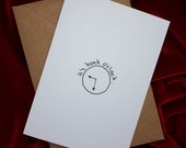 Eco friendly Greeting card - 'It's bonk o'clock'. Recycled materials. Size A6 finished size on recycled card with cheeky message and clock